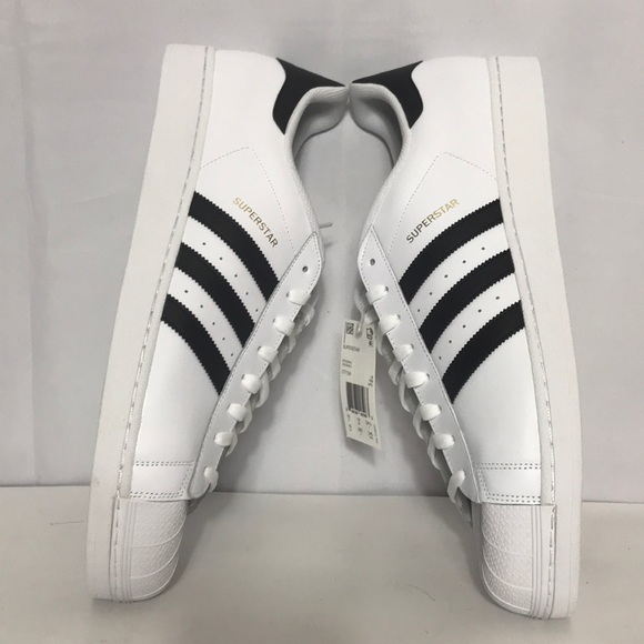 NEW Adidas Superstar White Black Stripes Sneakers - Picture 5 of 8